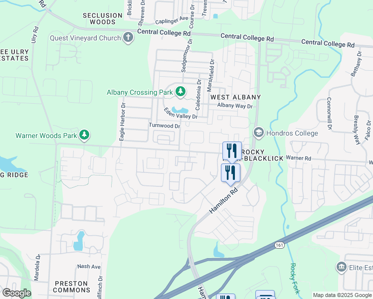 map of restaurants, bars, coffee shops, grocery stores, and more near 5463 Olivia Michal Place in Westerville