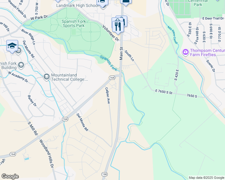 map of restaurants, bars, coffee shops, grocery stores, and more near 67 West Summit Drive in Spanish Fork