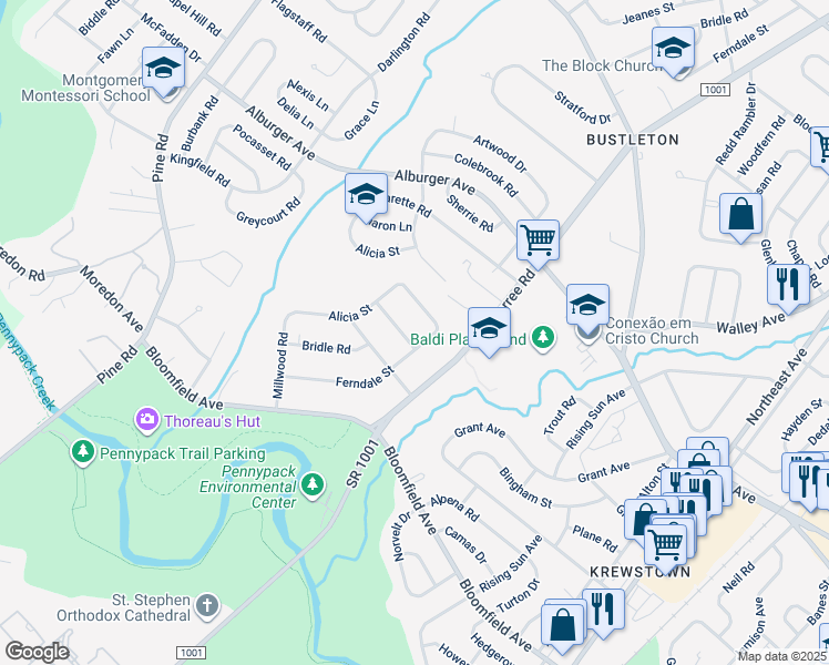 map of restaurants, bars, coffee shops, grocery stores, and more near 719 Stelwood Drive in Philadelphia