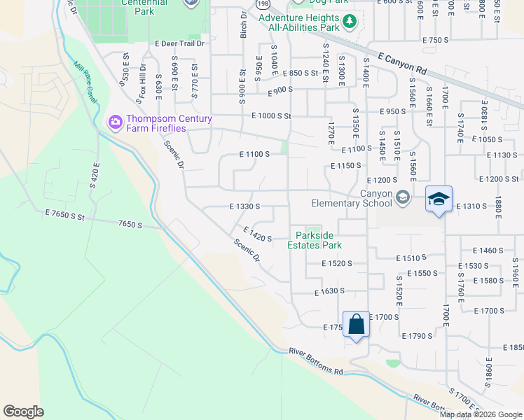 map of restaurants, bars, coffee shops, grocery stores, and more near 996 East 1380 South in Spanish Fork