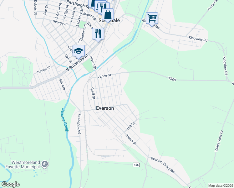 map of restaurants, bars, coffee shops, grocery stores, and more near 314 Maple Street in Everson