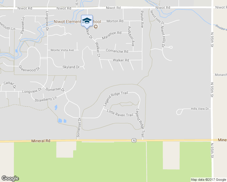 map of restaurants, bars, coffee shops, grocery stores, and more near 6533 Legend Ridge Trail in Niwot