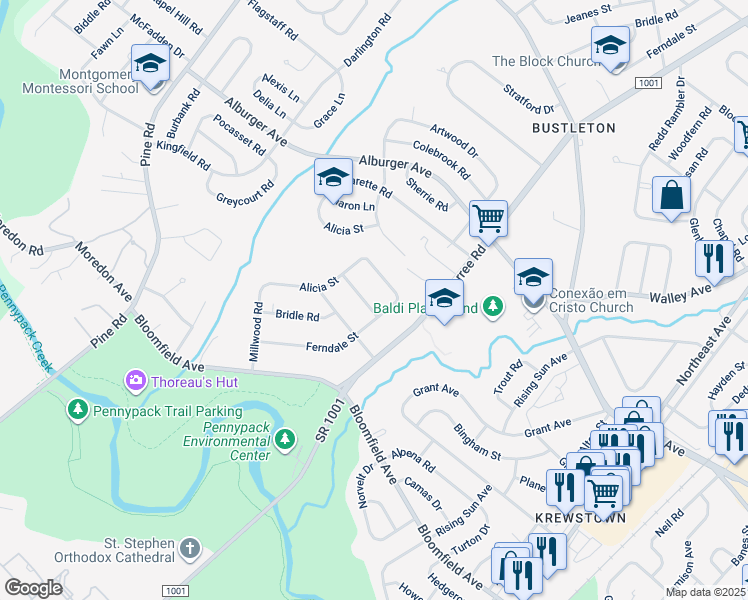 map of restaurants, bars, coffee shops, grocery stores, and more near 717 Stelwood Road in Philadelphia