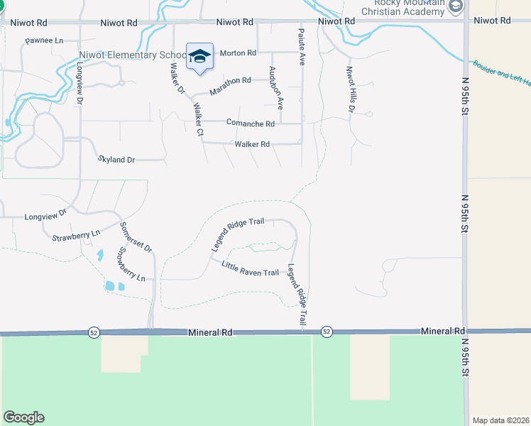 map of restaurants, bars, coffee shops, grocery stores, and more near 6549 Legend Ridge Trail in Niwot
