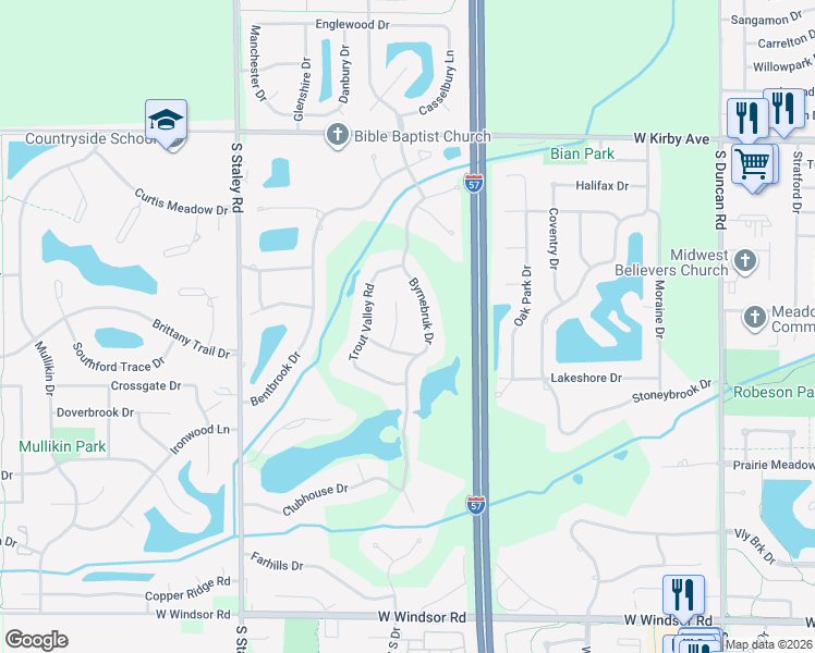 map of restaurants, bars, coffee shops, grocery stores, and more near 1910 Woodfield Road in Champaign