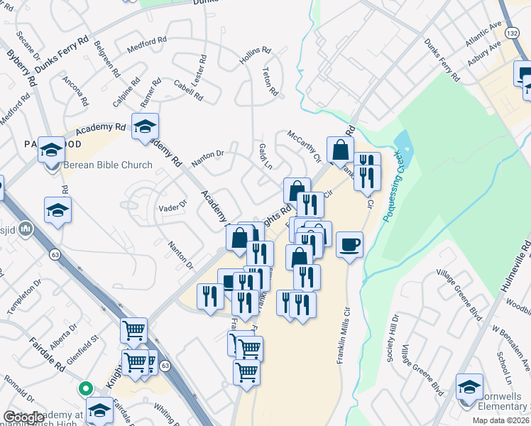 map of restaurants, bars, coffee shops, grocery stores, and more near 12710 Verda Drive in Philadelphia