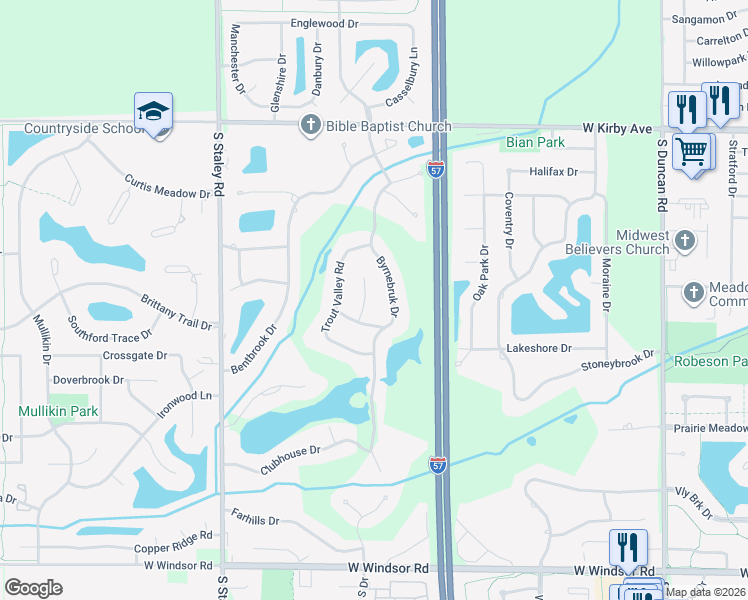 map of restaurants, bars, coffee shops, grocery stores, and more near 1910 Woodfield Road in Champaign