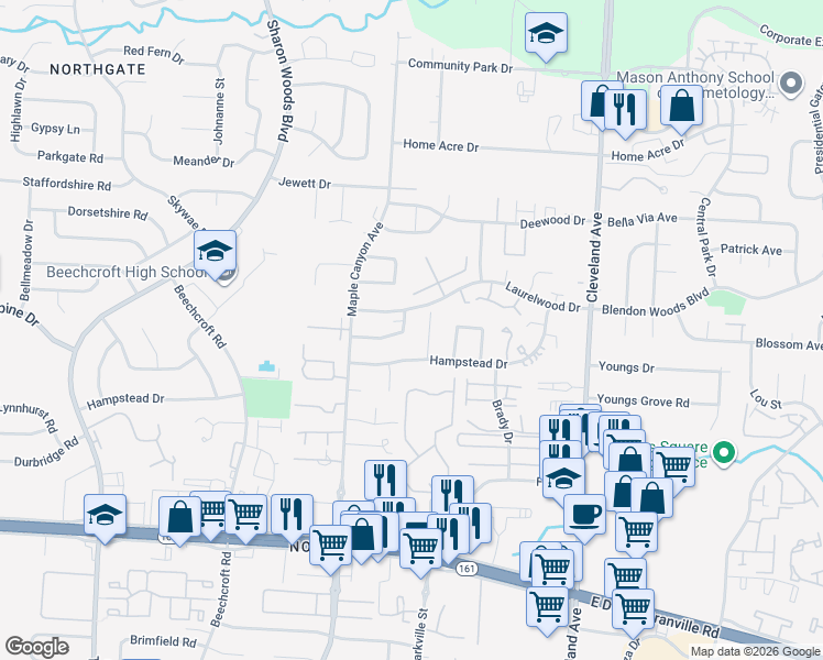 map of restaurants, bars, coffee shops, grocery stores, and more near 6082 Royal Oak Drive in Columbus