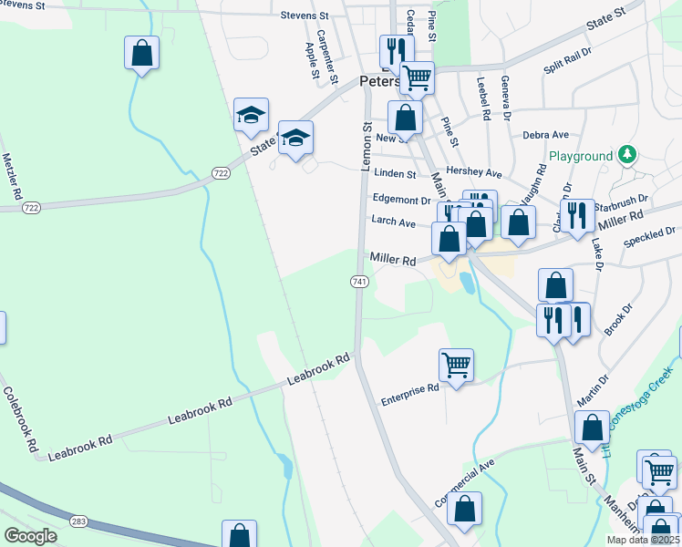 map of restaurants, bars, coffee shops, grocery stores, and more near 1870 Rohrerstown Road in Lancaster