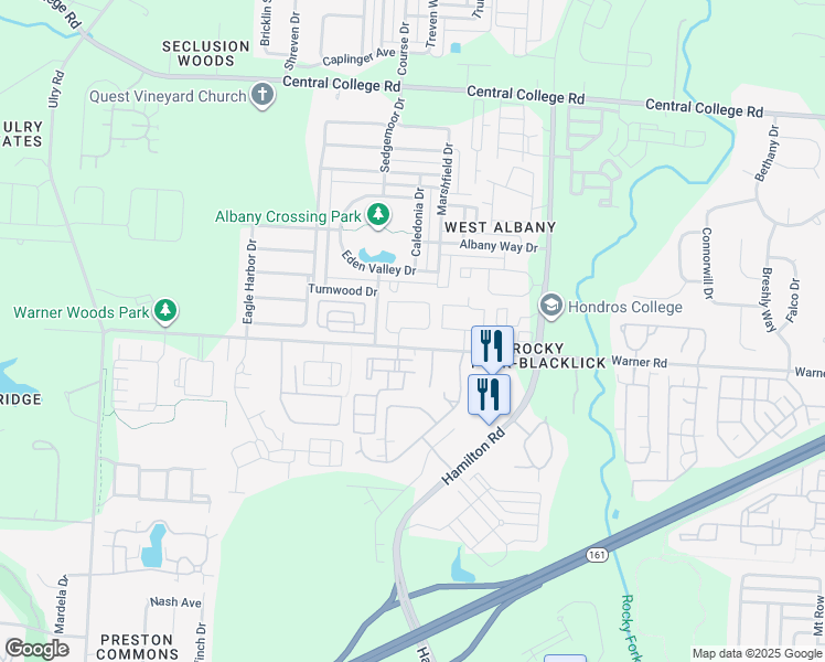map of restaurants, bars, coffee shops, grocery stores, and more near 6091 Elyssa Louise in Westerville