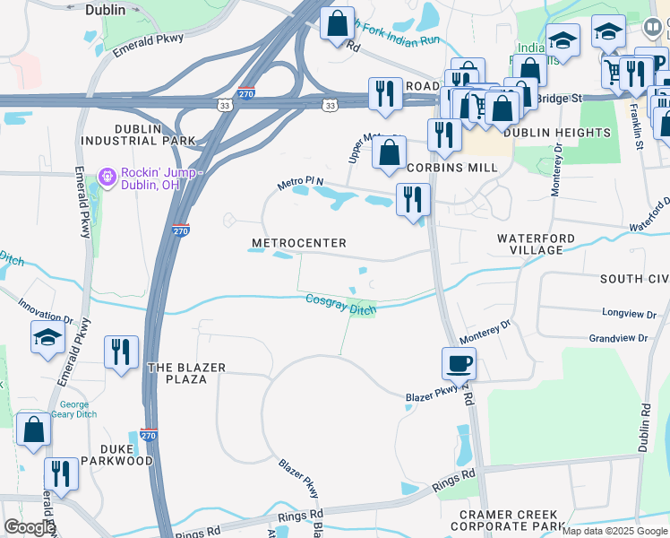 map of restaurants, bars, coffee shops, grocery stores, and more near in Dublin