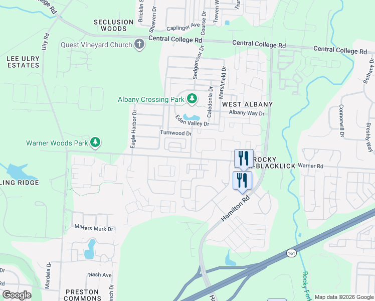 map of restaurants, bars, coffee shops, grocery stores, and more near 5545 Limerock Drive in Westerville