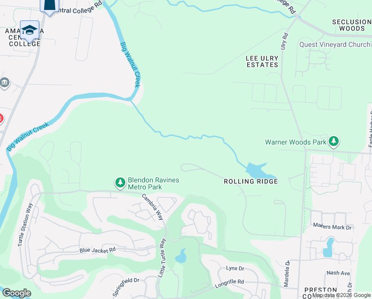 map of restaurants, bars, coffee shops, grocery stores, and more near 4444 Ravine Drive in Westerville