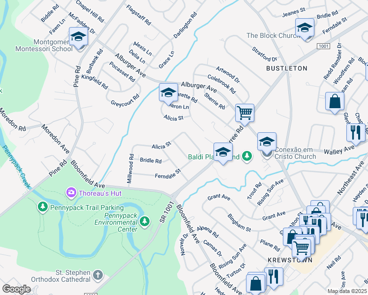 map of restaurants, bars, coffee shops, grocery stores, and more near 711 Stelwood Road in Philadelphia