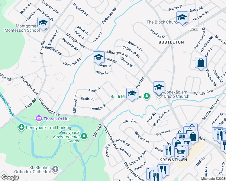 map of restaurants, bars, coffee shops, grocery stores, and more near 716 Dunmore Road in Philadelphia