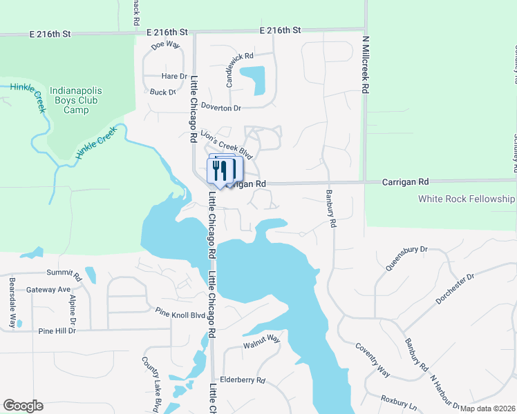 map of restaurants, bars, coffee shops, grocery stores, and more near 505 Harbour Town Drive in Noblesville