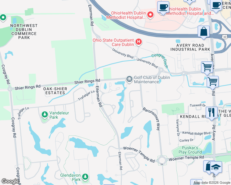 map of restaurants, bars, coffee shops, grocery stores, and more near 6677 Bantry Court in Dublin