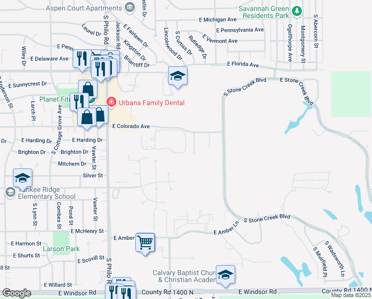 map of restaurants, bars, coffee shops, grocery stores, and more near 1907 Lucas Street in Urbana