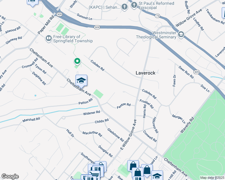 map of restaurants, bars, coffee shops, grocery stores, and more near 1641 Chattin Road in Laverock