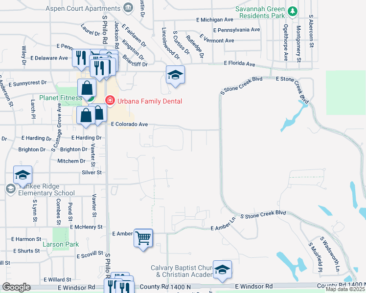 map of restaurants, bars, coffee shops, grocery stores, and more near 1907 Lucas Street in Urbana