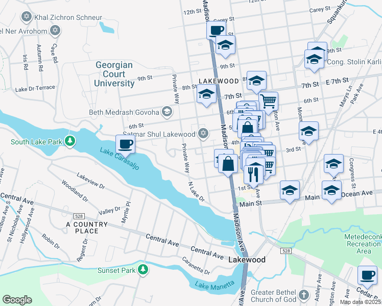 map of restaurants, bars, coffee shops, grocery stores, and more near 576 4th Street in Lakewood