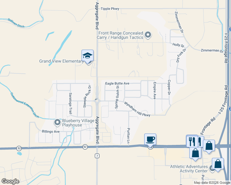 map of restaurants, bars, coffee shops, grocery stores, and more near 3116 Camanche Court in Erie