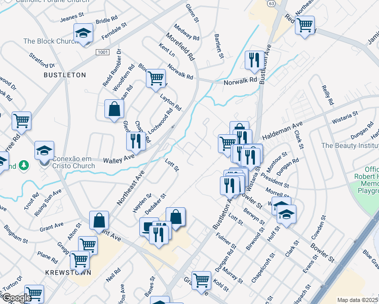 map of restaurants, bars, coffee shops, grocery stores, and more near 26 Country Lane Drive in Philadelphia