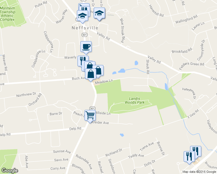 map of restaurants, bars, coffee shops, grocery stores, and more near 2437 Lititz Pike in Lancaster