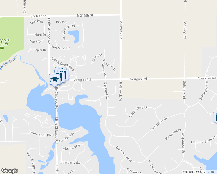 map of restaurants, bars, coffee shops, grocery stores, and more near 105 Banbury Road in Noblesville