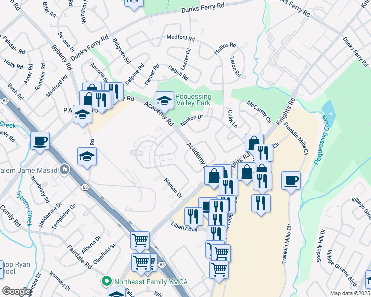 map of restaurants, bars, coffee shops, grocery stores, and more near 3708 Bandon Drive in Philadelphia