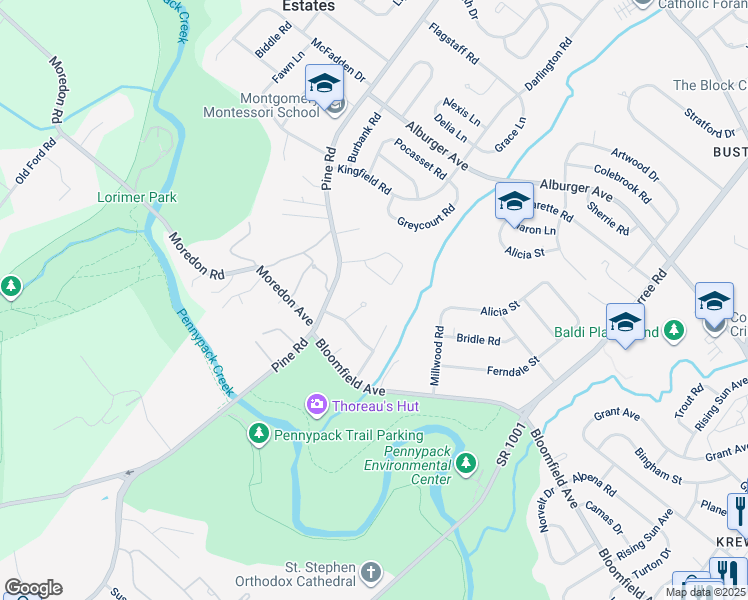 map of restaurants, bars, coffee shops, grocery stores, and more near 9 Moredun Place in Philadelphia