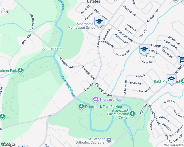 map of restaurants, bars, coffee shops, grocery stores, and more near 125 Moredun Road in Philadelphia