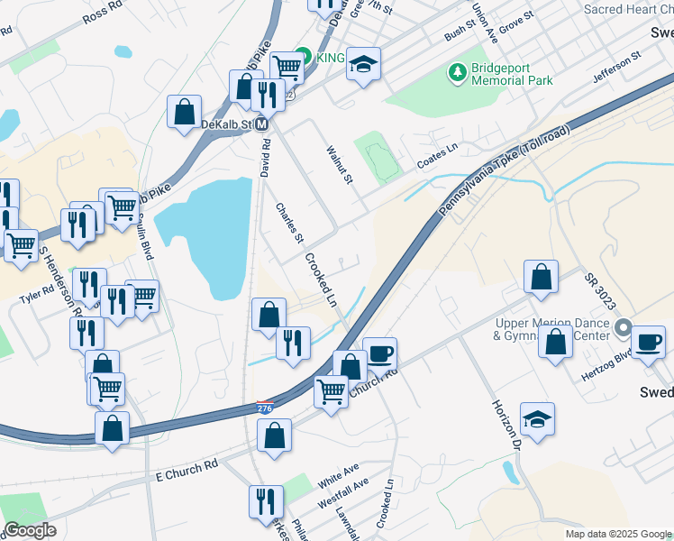 map of restaurants, bars, coffee shops, grocery stores, and more near 300 Manor Lane in King of Prussia