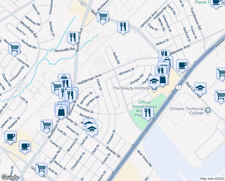 map of restaurants, bars, coffee shops, grocery stores, and more near 9852 Bonner Street in Philadelphia