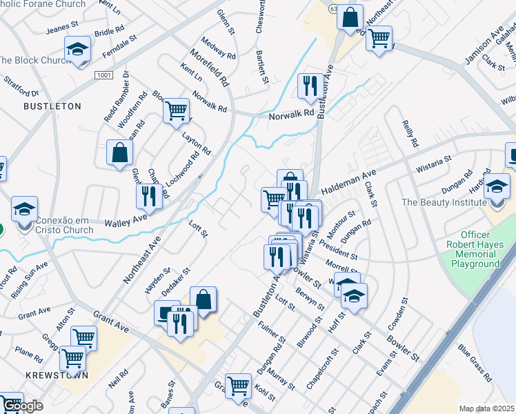 map of restaurants, bars, coffee shops, grocery stores, and more near 36 Magnolia Place in Philadelphia