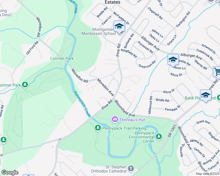 map of restaurants, bars, coffee shops, grocery stores, and more near 125 Moredun Road in Philadelphia
