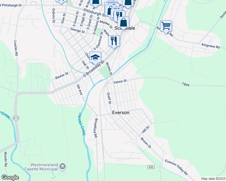 map of restaurants, bars, coffee shops, grocery stores, and more near 244 Brown Street in Everson