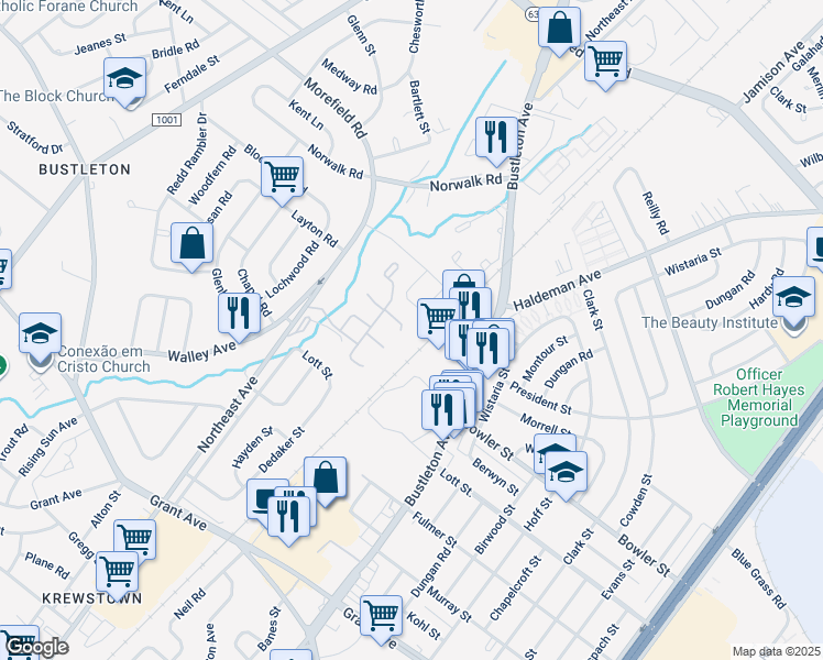 map of restaurants, bars, coffee shops, grocery stores, and more near 36 Magnolia Place in Philadelphia