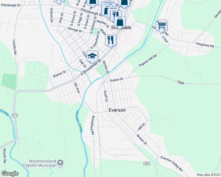map of restaurants, bars, coffee shops, grocery stores, and more near 244 Brown Street in Everson