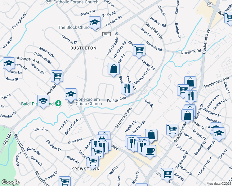 map of restaurants, bars, coffee shops, grocery stores, and more near 1011 Twist Road in Philadelphia