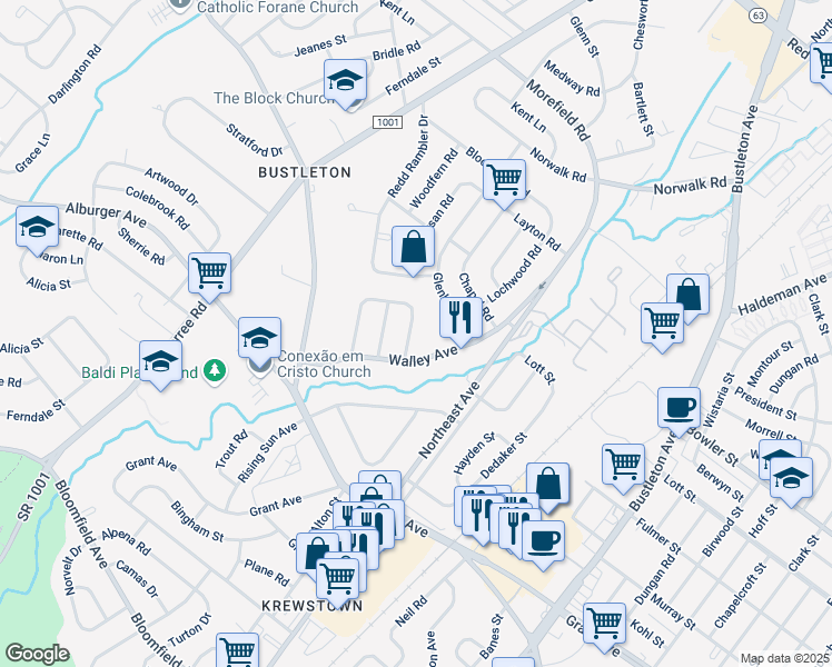 map of restaurants, bars, coffee shops, grocery stores, and more near 1011 Twist Road in Philadelphia