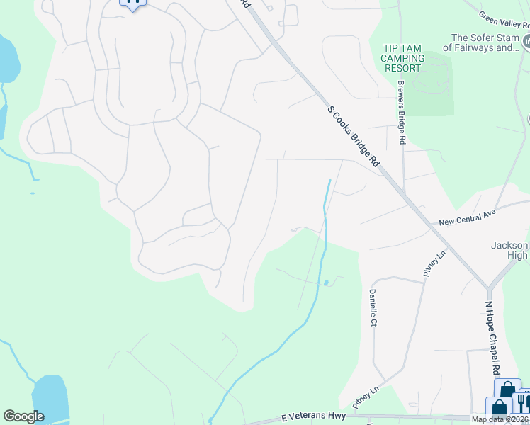 map of restaurants, bars, coffee shops, grocery stores, and more near 12 Meadow Run Court in Jackson Township