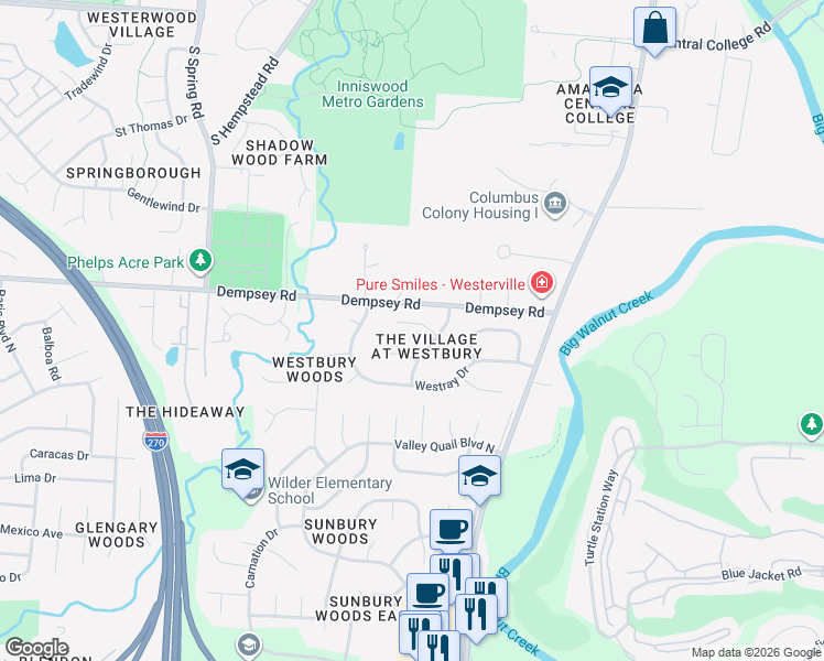 map of restaurants, bars, coffee shops, grocery stores, and more near 701 Winsholen Court in Westerville