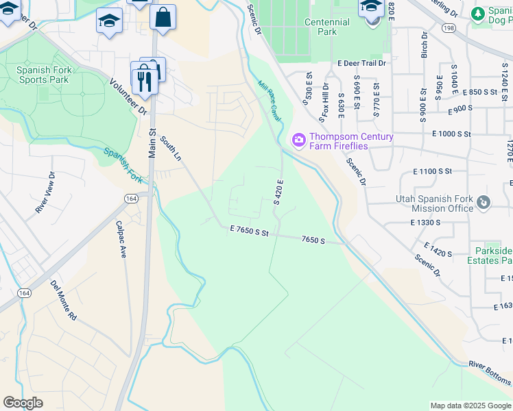 map of restaurants, bars, coffee shops, grocery stores, and more near 1252 South Johnnys Drive in Spanish Fork