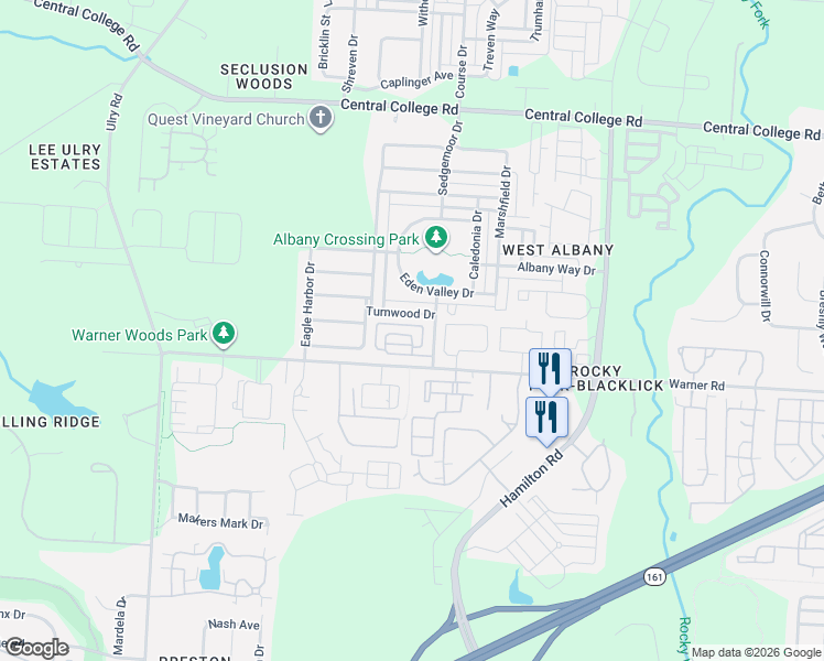 map of restaurants, bars, coffee shops, grocery stores, and more near 5545 Limerock Drive in Westerville