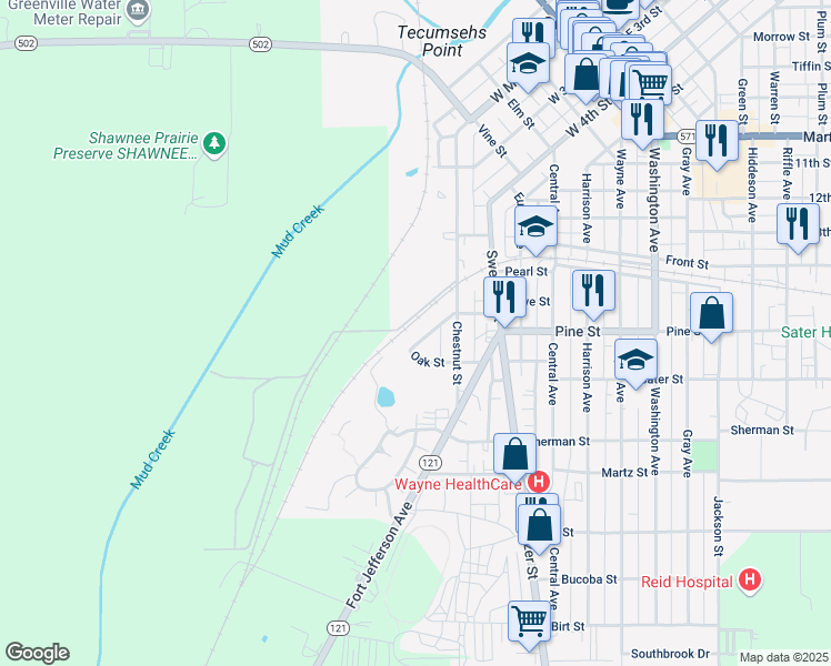 map of restaurants, bars, coffee shops, grocery stores, and more near 236 Oakwood St in Greenville
