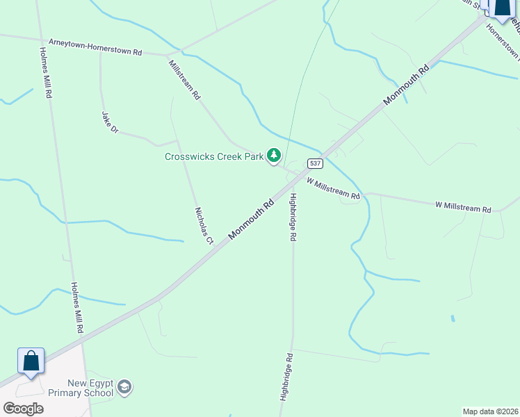 map of restaurants, bars, coffee shops, grocery stores, and more near 884 Monmouth Road in Upper Freehold