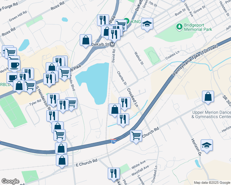 map of restaurants, bars, coffee shops, grocery stores, and more near 226 Glenwood Road in King of Prussia