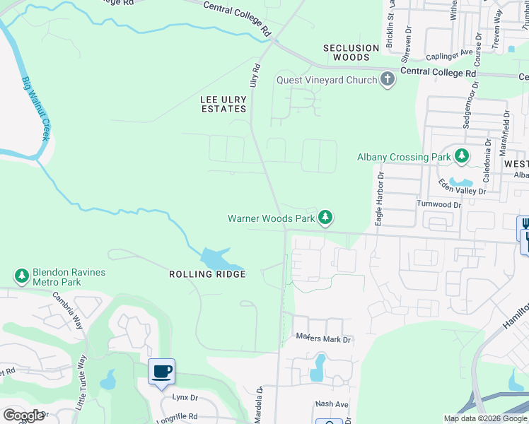map of restaurants, bars, coffee shops, grocery stores, and more near 6245 Ulry Road in Westerville