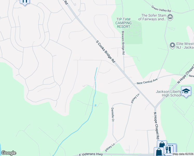 map of restaurants, bars, coffee shops, grocery stores, and more near 179 Sams Road in Jackson Township